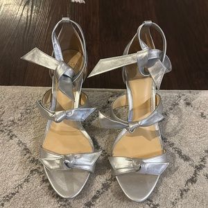 Alexandre Birman Silver Bow Wedge Heel Sandal